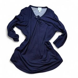 Sunday Navy Lace Up Top,‎ Women's Size XL